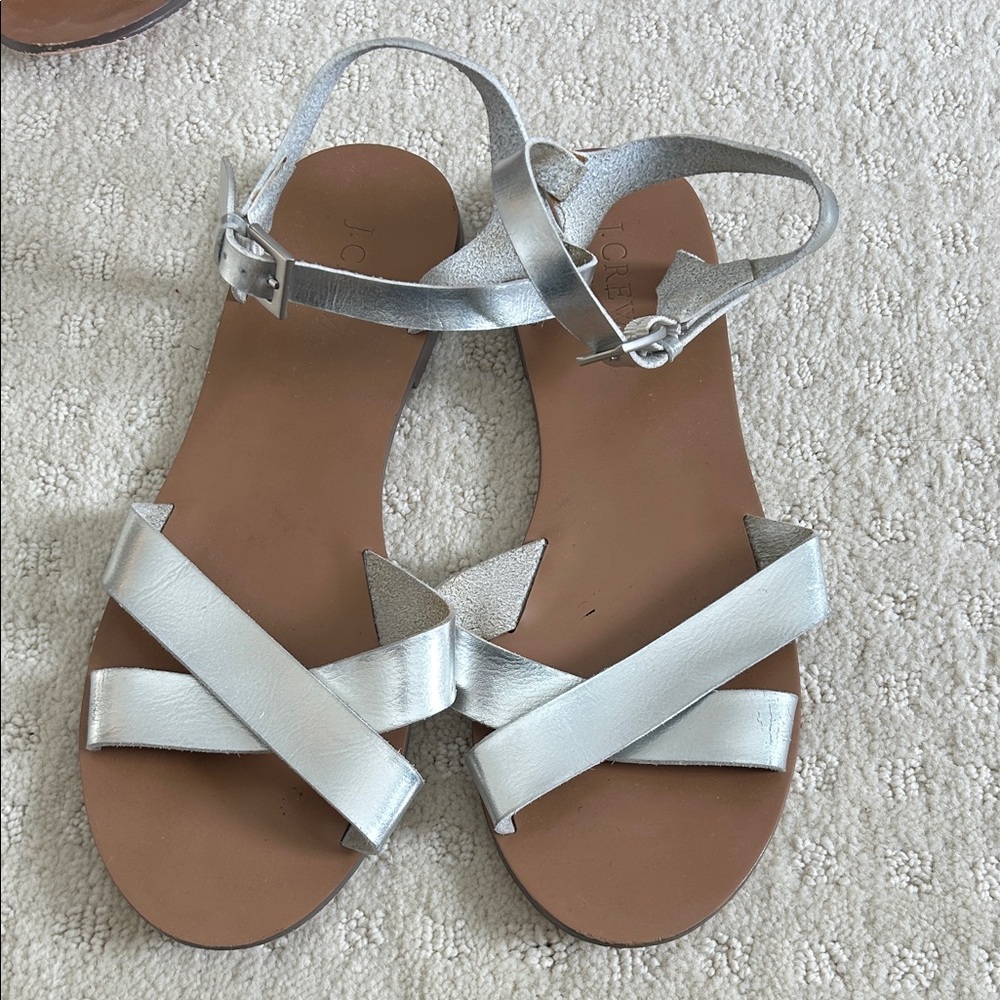 Jcrew Silver strappy sandals sz 9